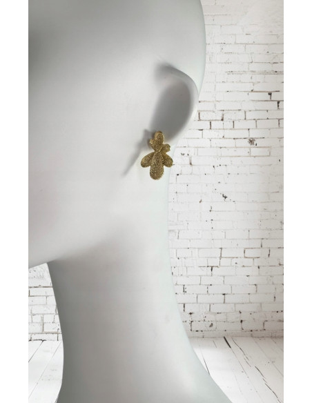 Kolczyki Złote "SZCZOTKOWANE" Kwiatki Lolita Accessories srebrny sztyft 925