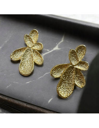 Kolczyki Złote "SZCZOTKOWANE" Kwiatki Lolita...