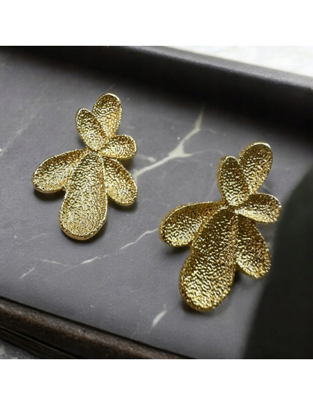 Kolczyki Złote "SZCZOTKOWANE" Kwiatki Lolita Accessories srebrny sztyft 925