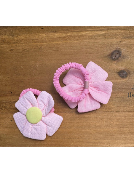 Zestaw 4 sztuki Gumki i spinki do włosów dla dziewczynki Kwiatki XXL SET