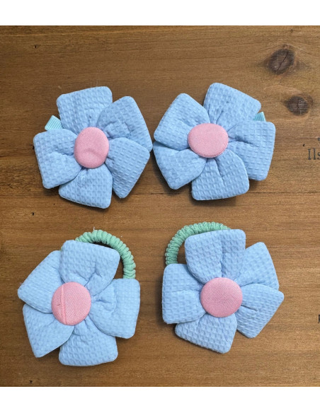 Zestaw 4 sztuki Gumki i spinki do włosów dla dziewczynki Kwiatki XXL SET