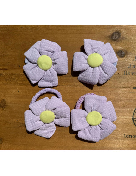 Zestaw 4 sztuki Gumki i spinki do włosów dla dziewczynki Kwiatki XXL SET