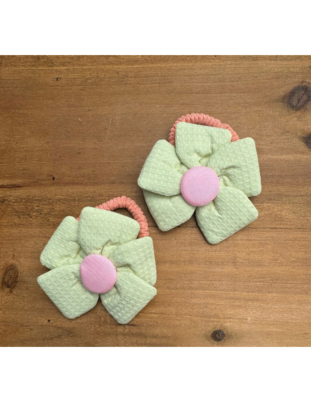 Zestaw 4 sztuki Gumki i spinki do włosów dla dziewczynki Kwiatki XXL SET