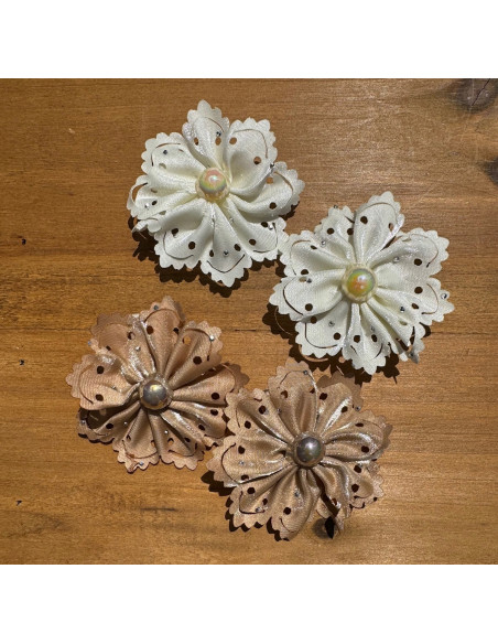 Zestaw 4 sztuki Spinki do włosów dla dziewczynki Kwiatki beż / kremowe SET