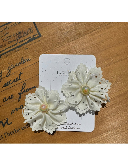 Zestaw 4 sztuki Spinki do włosów dla dziewczynki Kwiatki beż / kremowe SET