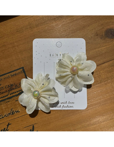 Zestaw 4 sztuki Gumki i spinki do włosów dla dziewczynki Kwiatki SET