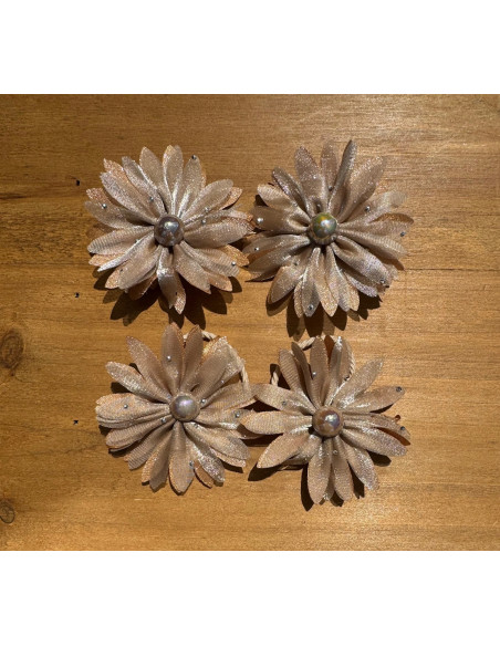 Zestaw 4 sztuki Gumki i spinki do włosów dla dziewczynki Kwiatki SET