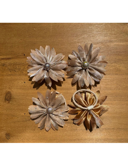 Zestaw 4 sztuki Gumki i spinki do włosów dla dziewczynki Kwiatki SET