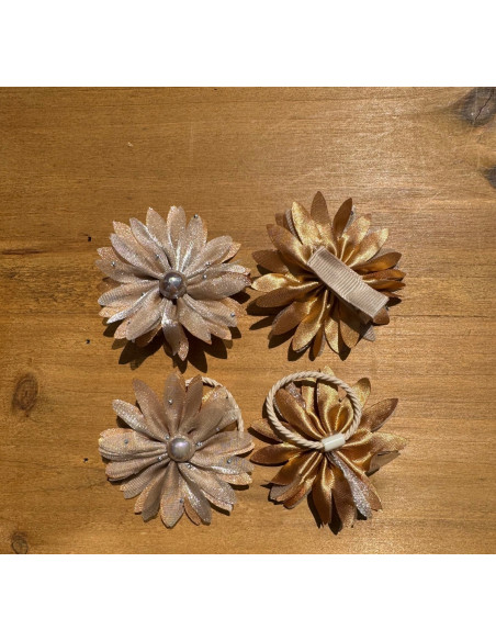 Zestaw 4 sztuki Gumki i spinki do włosów dla dziewczynki Kwiatki SET