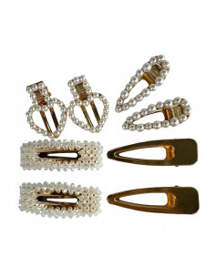 Spinki do włosów białe z perełkami złote Lolita...