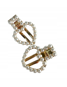 Spinki do włosów białe z perełkami złote Lolita... 2