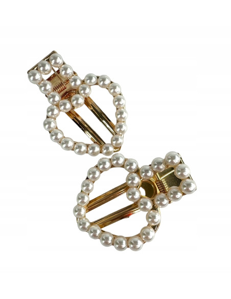 Spinki do włosów białe z perełkami złote Lolita Accessories 8 sztuk MIX