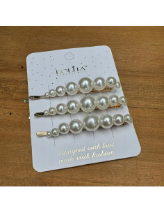 WSUWKI do włosów białe ecru z perełkami Lolita... 2