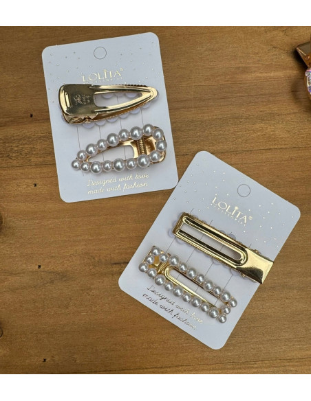 Spinki do włosów białe ecru z perełkami Lolita Accessories 4 sztuki