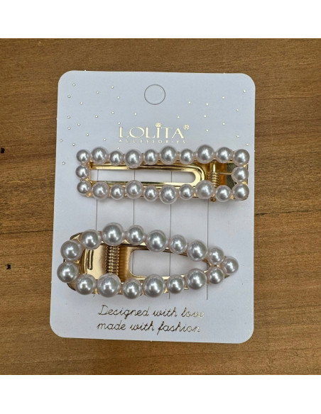 Spinki do włosów Z PEREŁKAMI PERŁY Lolita Accessories 2 sztuki Wieczorowe