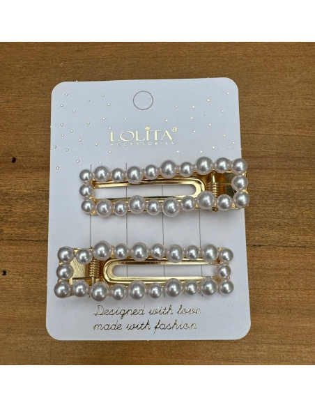 Spinki do włosów Z PEREŁKAMI PERŁY Lolita Accessories 2 sztuki Wieczorowe