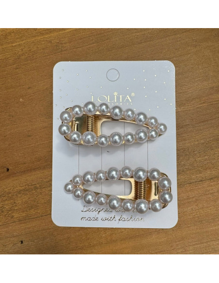 Spinki do włosów Z PEREŁKAMI PERŁY Lolita Accessories 2 sztuki Wieczorowe