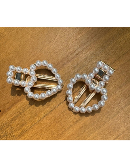 Spinki do włosów SERCE Z PEREŁKAMI Lolita Accessories 2 sztuki Wieczorowe