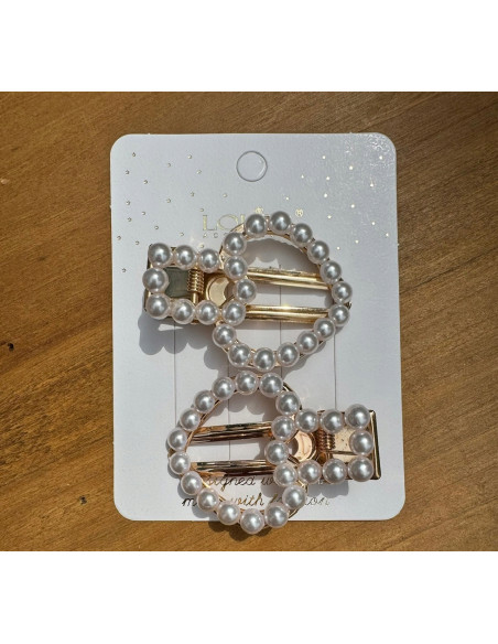 Spinki do włosów SERCE Z PEREŁKAMI Lolita Accessories 2 sztuki Wieczorowe