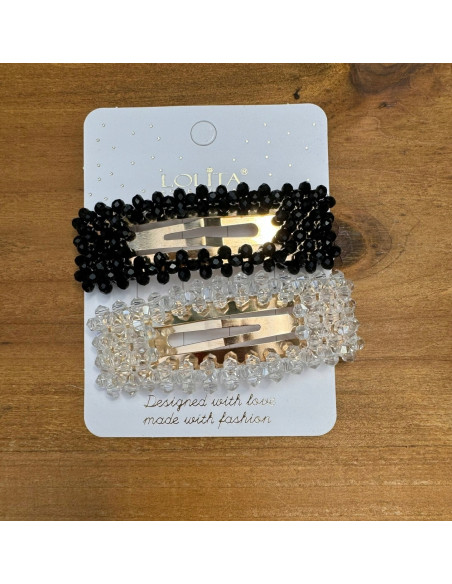 Spinki do włosów czarne / bezbarwne Lolita Accessories 2 sztuki Wieczorowe