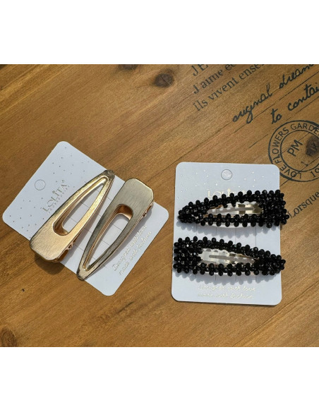 Spinki do włosów czarne / złote Lolita Accessories 4 sztuki Wieczorowe