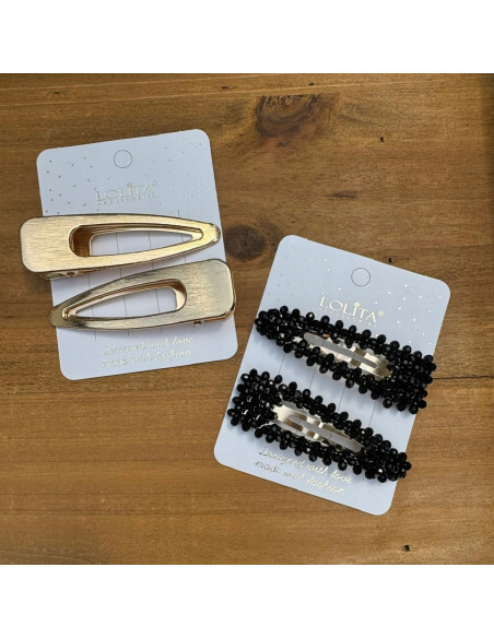 Spinki do włosów czarne / złote Lolita Accessories 4 sztuki Wieczorowe
