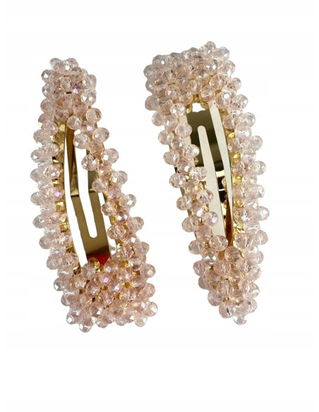Spinki do włosów różowe kryształki Lolita Accessories 2 sztuki Wieczorowe
