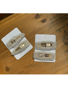 Spinki do włosów białe ecru kryształki Lolita Accessories... 2