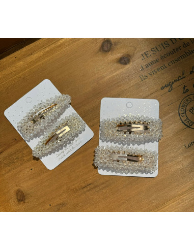 Spinki do włosów białe ecru kryształki Lolita...