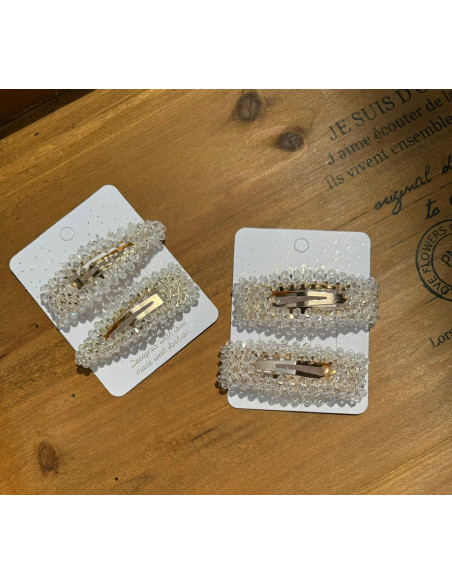 Spinki do włosów białe ecru kryształki Lolita Accessories 4 sztuki