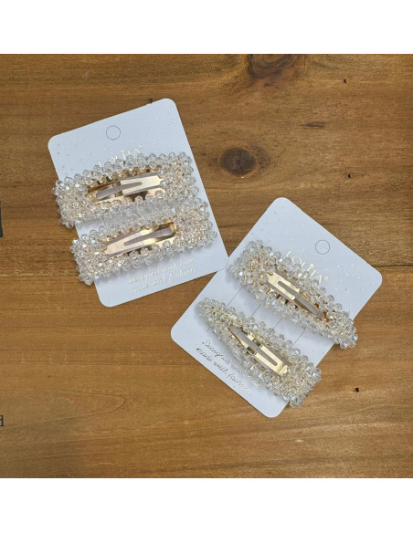 Spinki do włosów białe ecru kryształki Lolita Accessories 4 sztuki