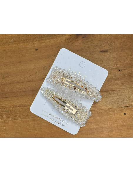 Spinki do włosów białe ecru kryształki Lolita Accessories 4 sztuki