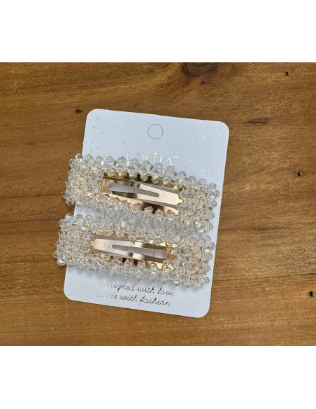 Spinki do włosów białe ecru kryształki Lolita Accessories 4 sztuki