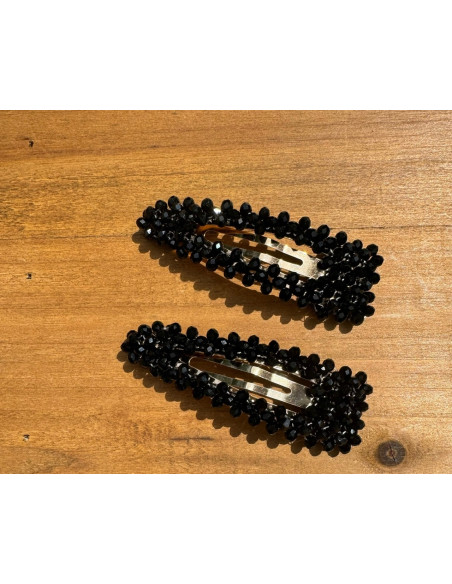 Spinki do włosów czarne/ różowe kryształki Lolita Accessories 4 sztuki