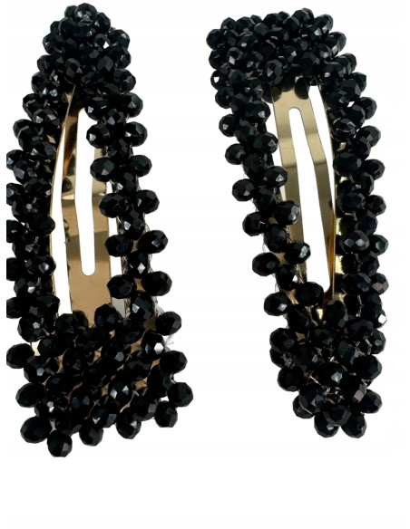 Spinki do włosów czarne kryształki Lolita Accessories 2 sztuki Wieczorowe