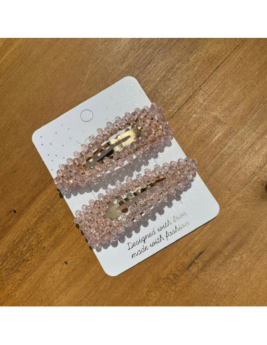 Spinki do włosów czarne/ różowe kryształki...