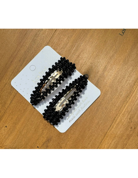 Spinki do włosów czarne kryształki Lolita Accessories 2 sztuki Wieczorowe