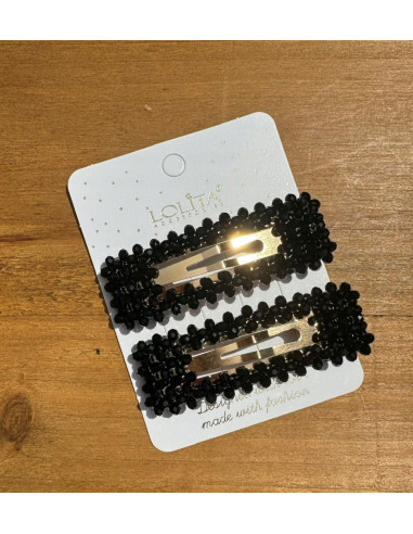 Spinki do włosów czarne kryształki Lolita...
