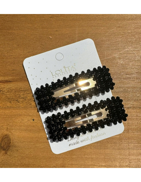 Spinki do włosów czarne kryształki Lolita Accessories 2 sztuki Wieczorowe