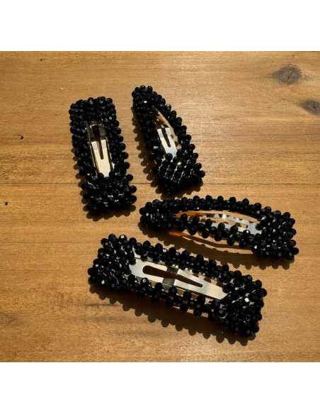 Spinki do włosów czarne kryształki Lolita Accessories 4 sztuki Wieczorowe