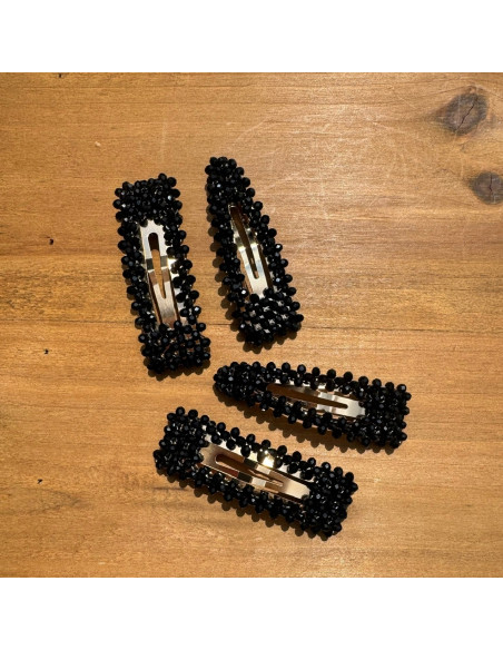 Spinki do włosów czarne kryształki Lolita Accessories 4 sztuki Wieczorowe