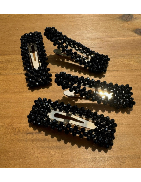 Spinki do włosów czarne kryształki Lolita Accessories 4 sztuki Wieczorowe