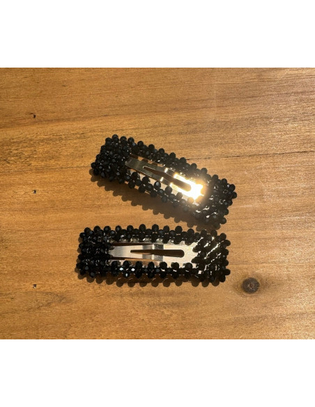 Spinki do włosów czarne kryształki Lolita Accessories 4 sztuki Wieczorowe