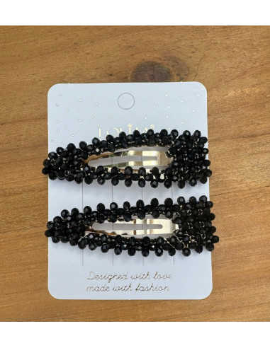 Spinki do włosów czarne kryształki Lolita...