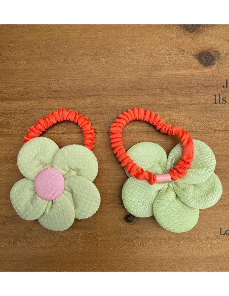 Zestaw 4 sztuki Gumki i spinki do włosów dla dziewczynki Kwiatki XXL SET