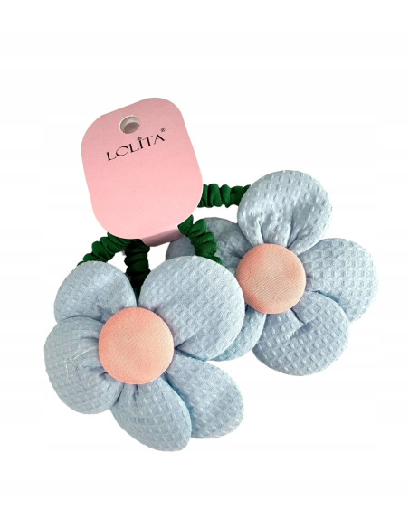 Zestaw 4 sztuki Gumki i spinki do włosów dla dziewczynki Kwiatki XXL SET