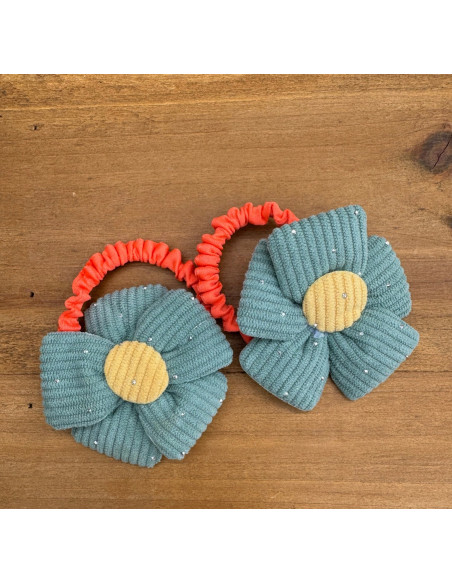 Zestaw 4 sztuki Gumki i spinki do włosów dla dziewczynki Kwiatki XXL SET