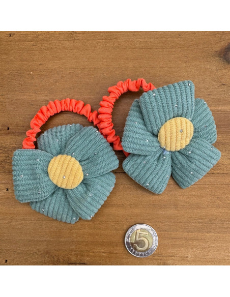 Zestaw 4 sztuki Gumki i spinki do włosów dla dziewczynki Kwiatki XXL SET