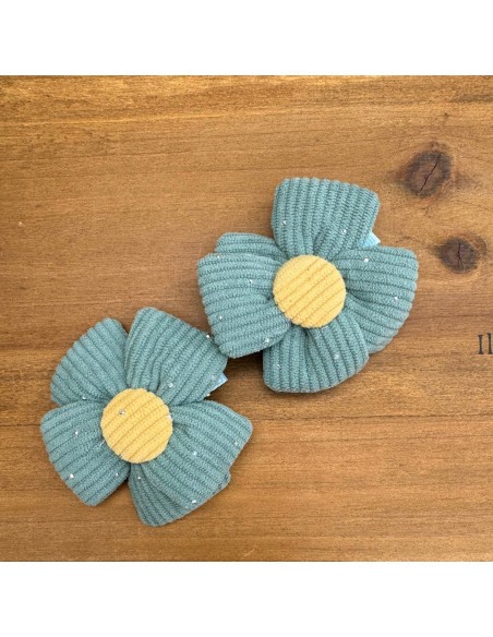 Zestaw 4 sztuki Gumki i spinki do włosów dla dziewczynki Kwiatki XXL SET