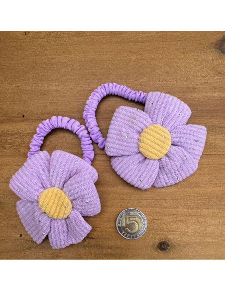 Zestaw 4 sztuki Gumki i spinki do włosów dla dziewczynki Kwiatki XXL SET